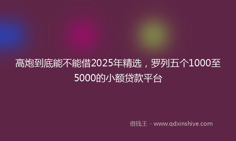 高炮到底能不能借2025年精选，罗列五个1000至5000的小额贷款平台