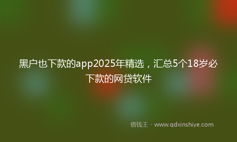 黑户也下款的app2025年精选，汇总5个18岁必下款的网贷软件