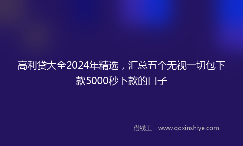 高利贷大全2024年精选，汇总五个无视一切包下款5000秒下款的口子
