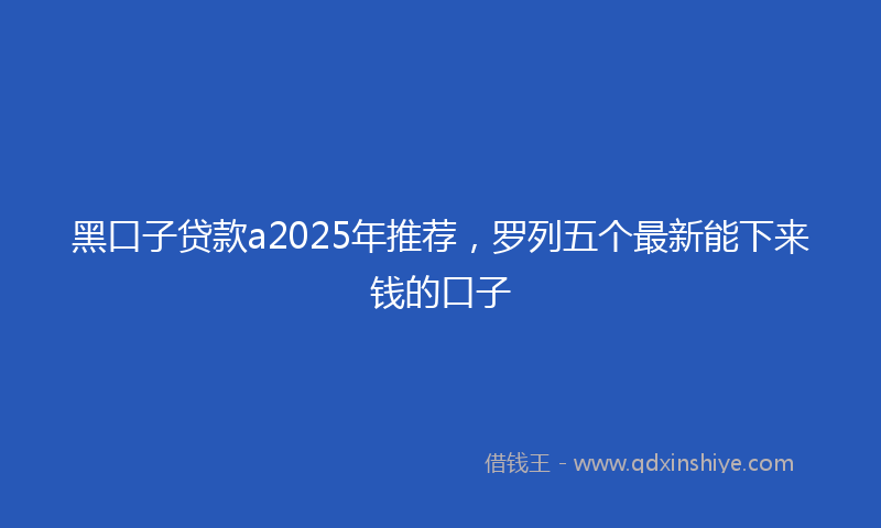 黑口子贷款a2025年推荐，罗列五个最新能下来钱的口子