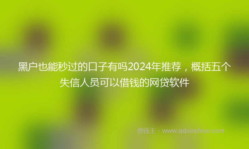 黑户也能秒过的口子有吗2024年推荐，概括五个失信人员可以借钱的网贷软件