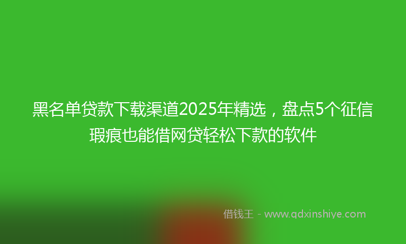 黑名单贷款下载渠道2025年精选，盘点5个征信瑕疵也能借网贷轻松下款的软件