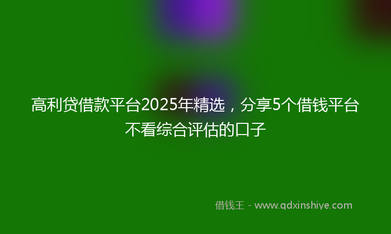 高利贷借款平台2025年精选，分享5个借钱平台不看综合评估的口子