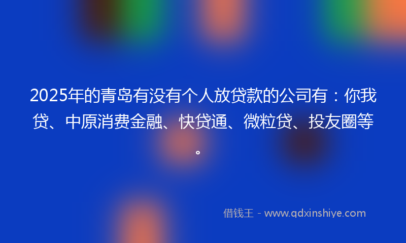 2025年的青岛有没有个人放贷款的公司有：你我贷、中原消费金融、快贷通、微粒贷、投友圈等。