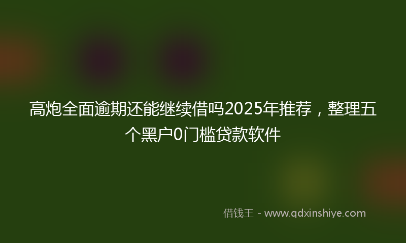 高炮全面逾期还能继续借吗2025年推荐，整理五个黑户0门槛贷款软件