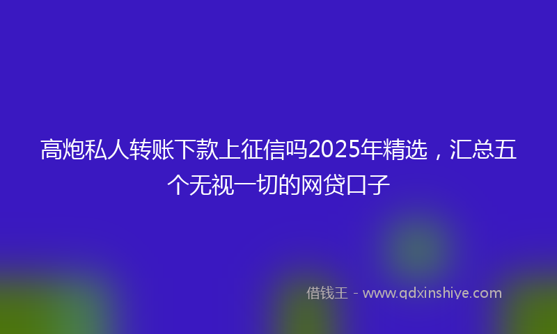 高炮私人转账下款上征信吗2025年精选，汇总五个无视一切的网贷口子