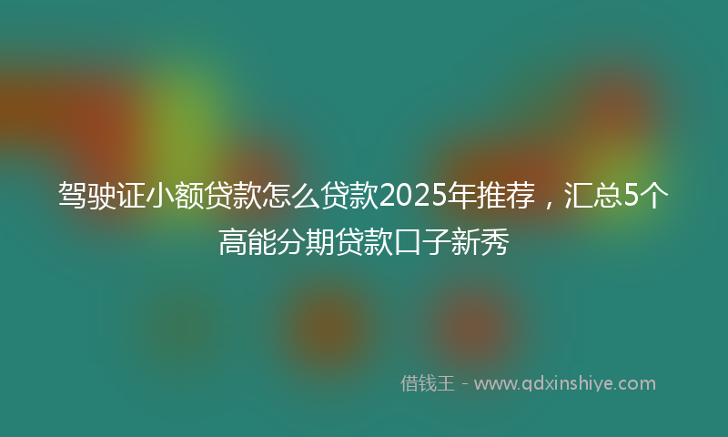 驾驶证小额贷款怎么贷款2025年推荐，汇总5个高能分期贷款口子新秀