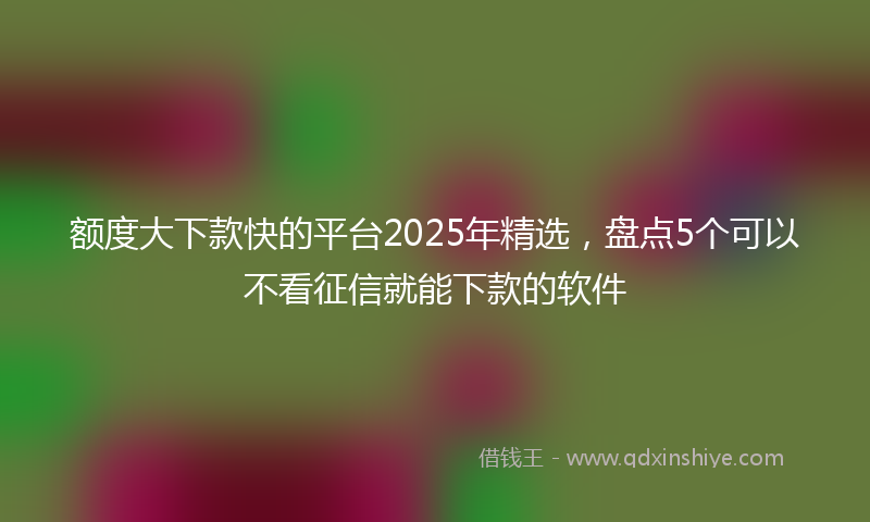 额度大下款快的平台2025年精选，盘点5个可以不看征信就能下款的软件