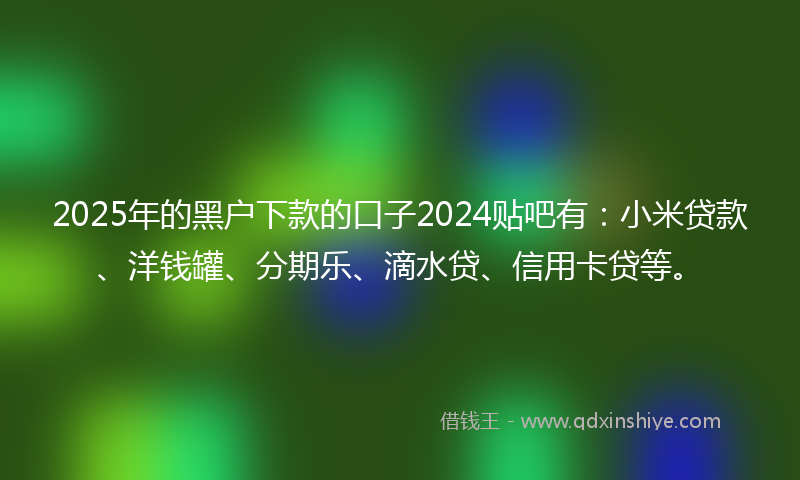 2025年的黑户下款的口子2024贴吧有：小米贷款、洋钱罐、分期乐、滴水贷、信用卡贷等。