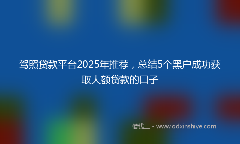 驾照贷款平台2025年推荐，总结5个黑户成功获取大额贷款的口子