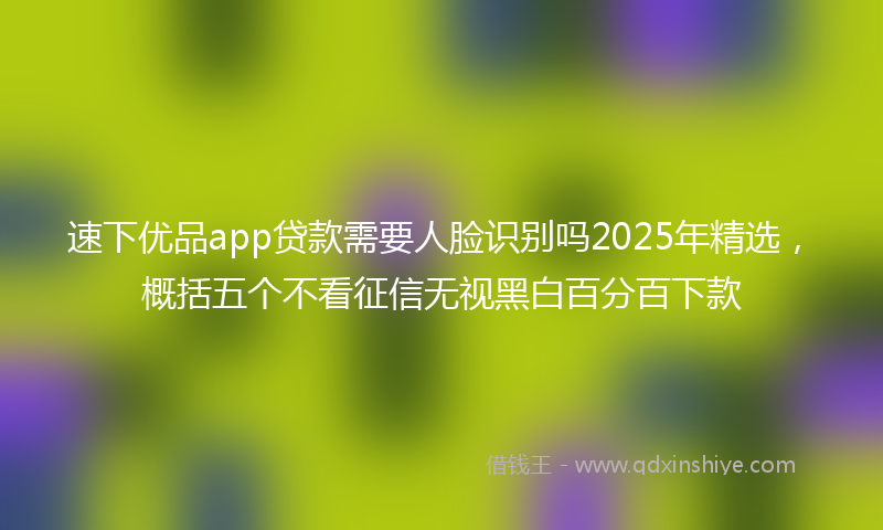 速下优品app贷款需要人脸识别吗2025年精选，概括五个不看征信无视黑白百分百下款