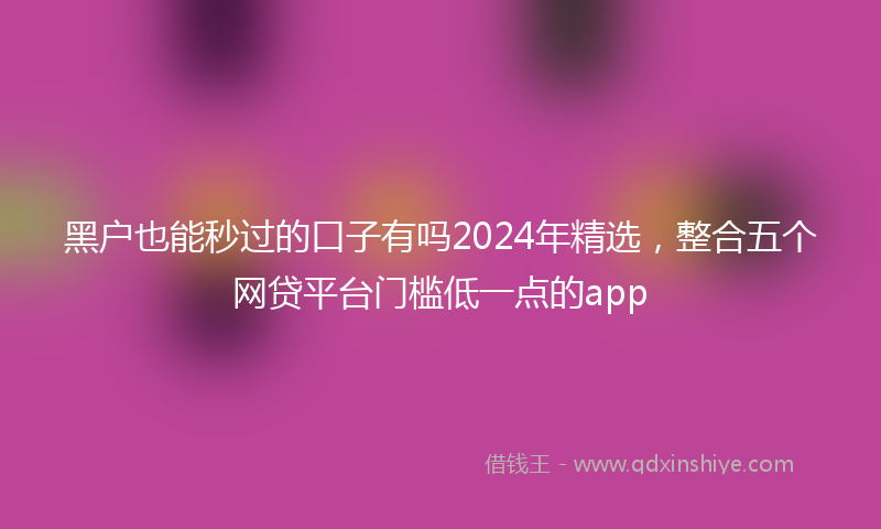 黑户也能秒过的口子有吗2024年精选，整合五个网贷平台门槛低一点的app