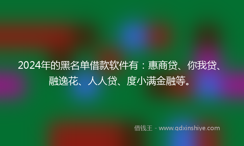 2024年的黑名单借款软件有：惠商贷、你我贷、融逸花、人人贷、度小满金融等。