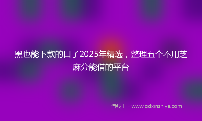 黑也能下款的口子2025年精选，整理五个不用芝麻分能借的平台