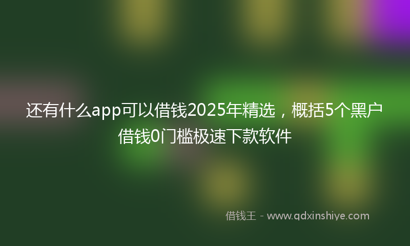 还有什么app可以借钱2025年精选，概括5个黑户借钱0门槛极速下款软件
