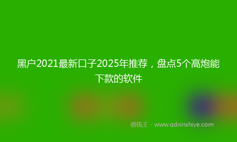 黑户2021最新口子2025年推荐，盘点5个高炮能下款的软件