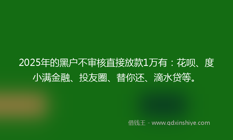 2025年的黑户不审核直接放款1万有：花呗、度小满金融、投友圈、替你还、滴水贷等。