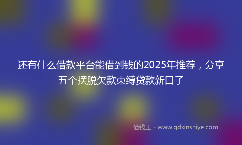 还有什么借款平台能借到钱的2025年推荐，分享五个摆脱欠款束缚贷款新口子