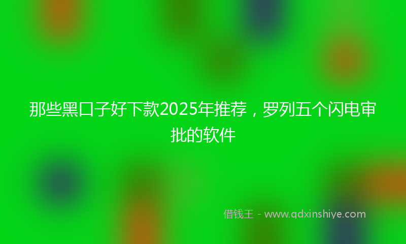 那些黑口子好下款2025年推荐，罗列五个闪电审批的软件