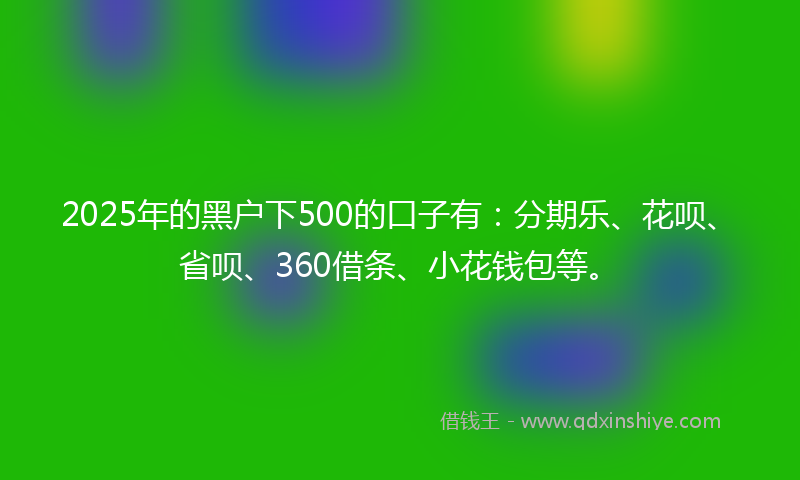 2025年的黑户下500的口子有：分期乐、花呗、省呗、360借条、小花钱包等。