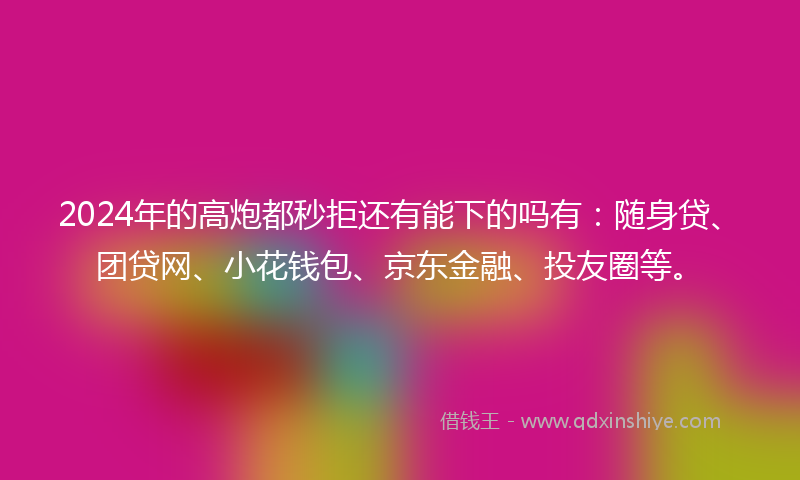 2024年的高炮都秒拒还有能下的吗有：随身贷、团贷网、小花钱包、京东金融、投友圈等。