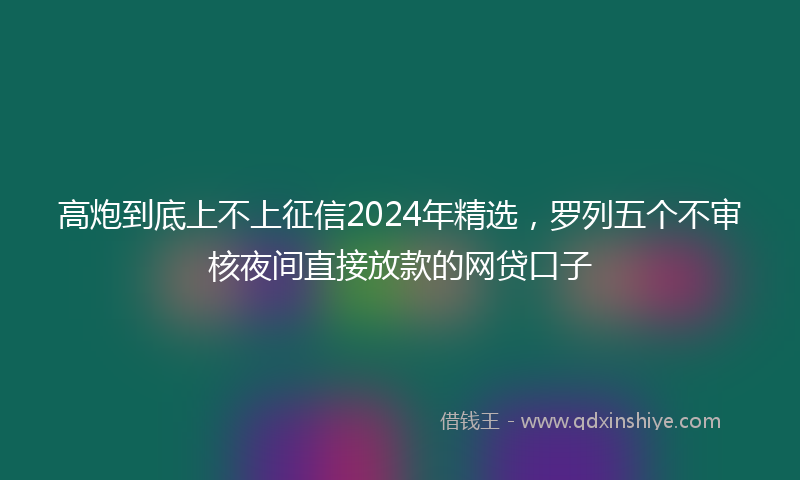 高炮到底上不上征信2024年精选，罗列五个不审核夜间直接放款的网贷口子