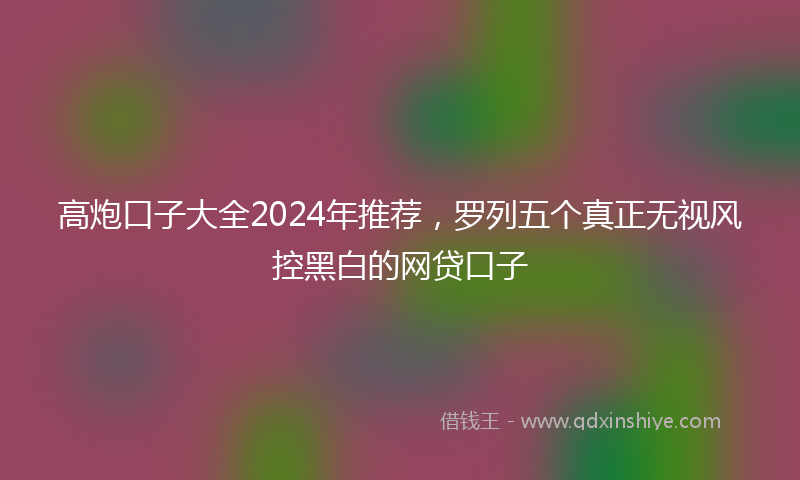 高炮口子大全2024年推荐，罗列五个真正无视风控黑白的网贷口子