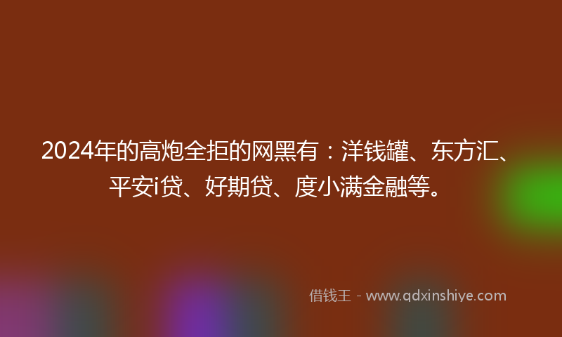 2024年的高炮全拒的网黑有：洋钱罐、东方汇、平安i贷、好期贷、度小满金融等。