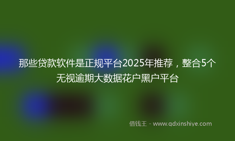 那些贷款软件是正规平台2025年推荐，整合5个无视逾期大数据花户黑户平台