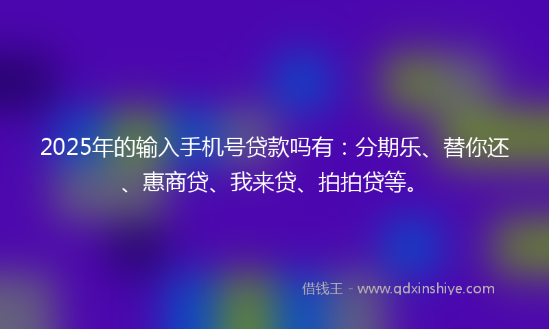 2025年的输入手机号贷款吗有：分期乐、替你还、惠商贷、我来贷、拍拍贷等。