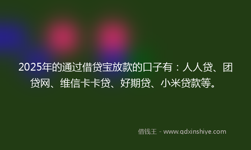 2025年的通过借贷宝放款的口子有：人人贷、团贷网、维信卡卡贷、好期贷、小米贷款等。