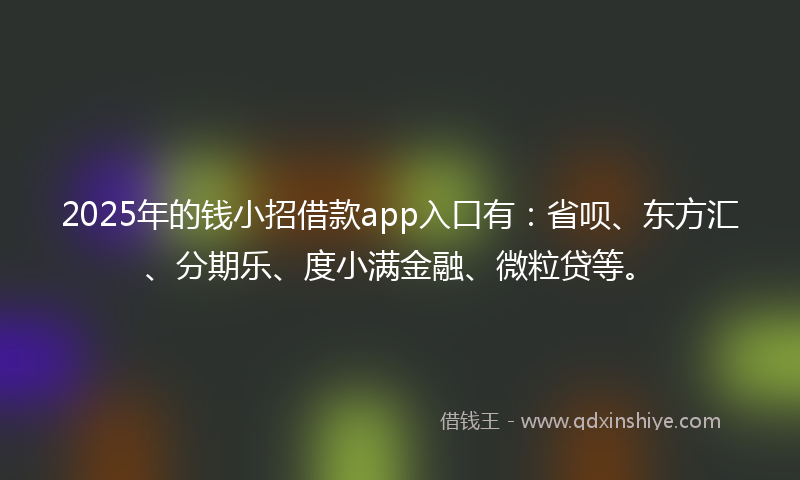 2025年的钱小招借款app入口有：省呗、东方汇、分期乐、度小满金融、微粒贷等。
