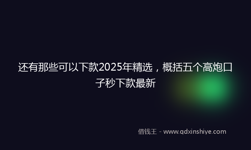 还有那些可以下款2025年精选，概括五个高炮口子秒下款最新
