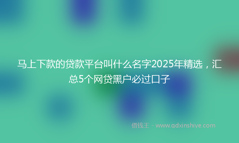马上下款的贷款平台叫什么名字2025年精选，汇总5个网贷黑户必过口子