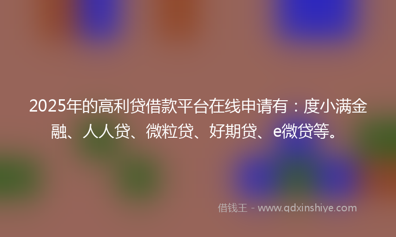 2025年的高利贷借款平台在线申请有：度小满金融、人人贷、微粒贷、好期贷、e微贷等。