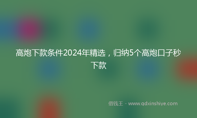 高炮下款条件2024年精选，归纳5个高炮口子秒下款