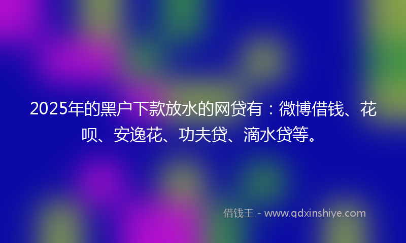 2025年的黑户下款放水的网贷有：微博借钱、花呗、安逸花、功夫贷、滴水贷等。