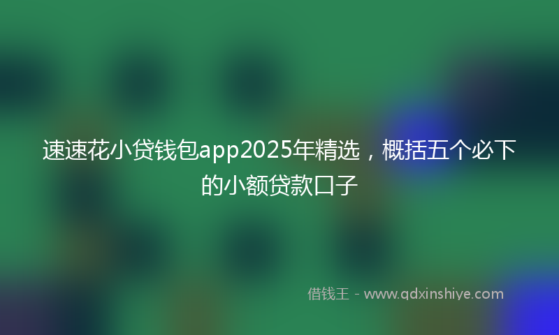 速速花小贷钱包app2025年精选，概括五个必下的小额贷款口子