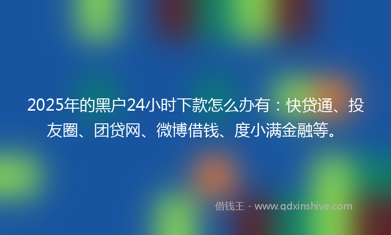 2025年的黑户24小时下款怎么办有：快贷通、投友圈、团贷网、微博借钱、度小满金融等。