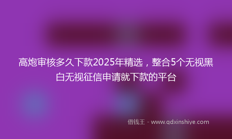 高炮审核多久下款2025年精选，整合5个无视黑白无视征信申请就下款的平台