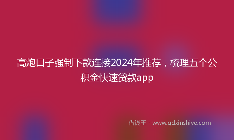高炮口子强制下款连接2024年推荐，梳理五个公积金快速贷款app