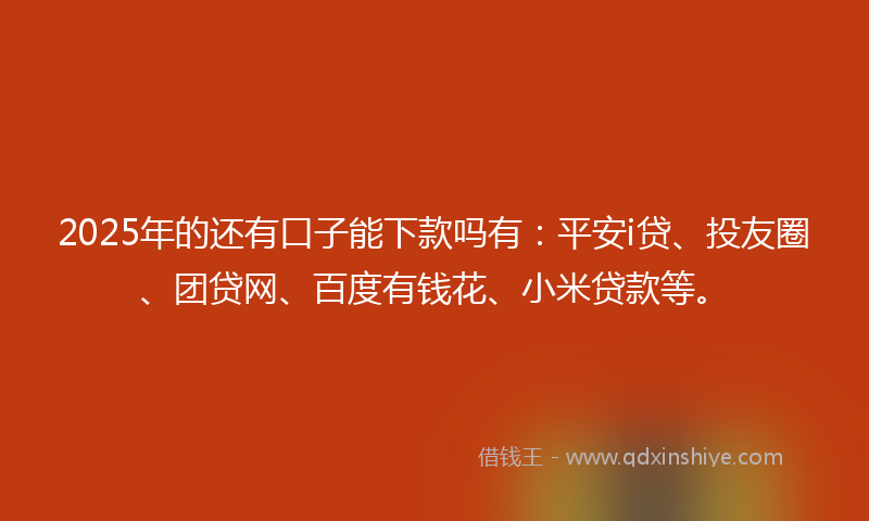 2025年的还有口子能下款吗有：平安i贷、投友圈、团贷网、百度有钱花、小米贷款等。