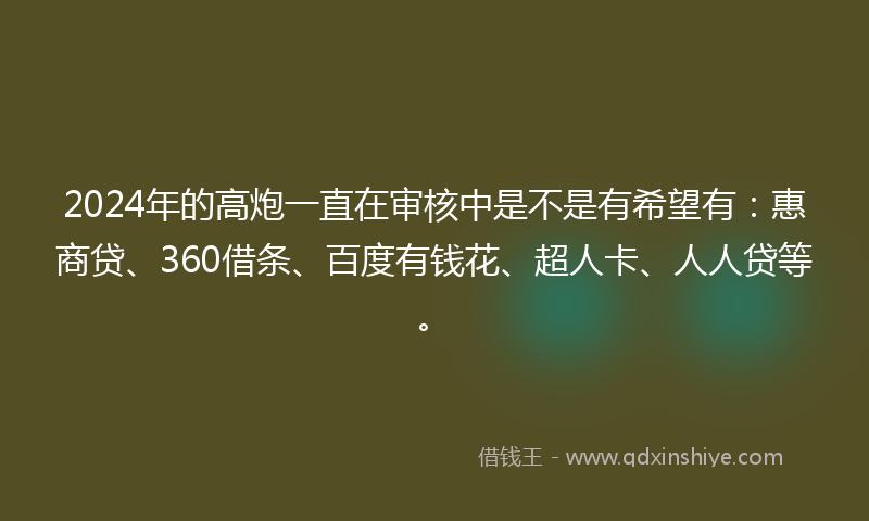 2024年的高炮一直在审核中是不是有希望有：惠商贷、360借条、百度有钱花、超人卡、人人贷等。