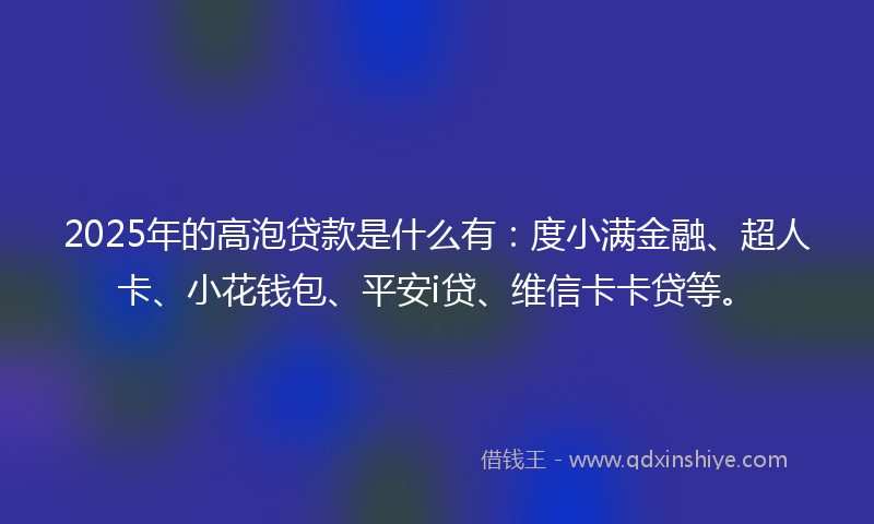 2025年的高泡贷款是什么有：度小满金融、超人卡、小花钱包、平安i贷、维信卡卡贷等。