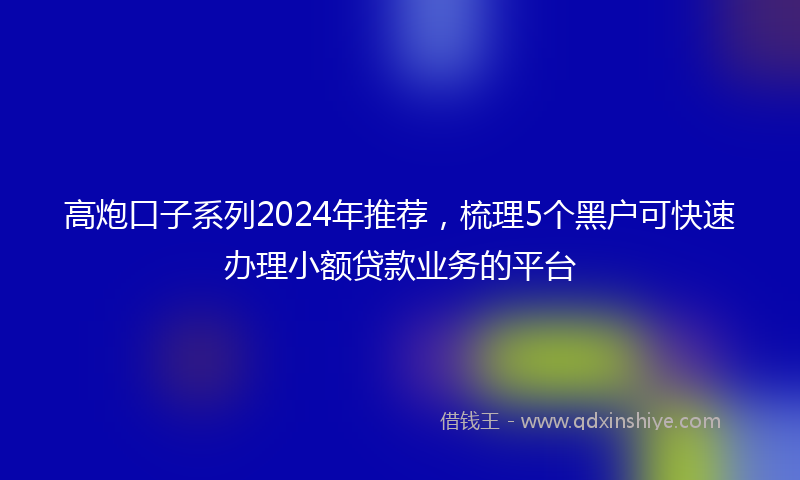 高炮口子系列2024年推荐，梳理5个黑户可快速办理小额贷款业务的平台