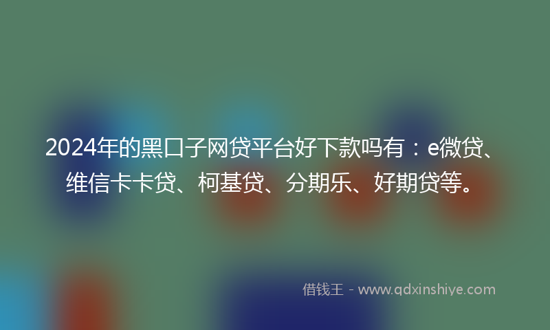 2024年的黑口子网贷平台好下款吗有：e微贷、维信卡卡贷、柯基贷、分期乐、好期贷等。