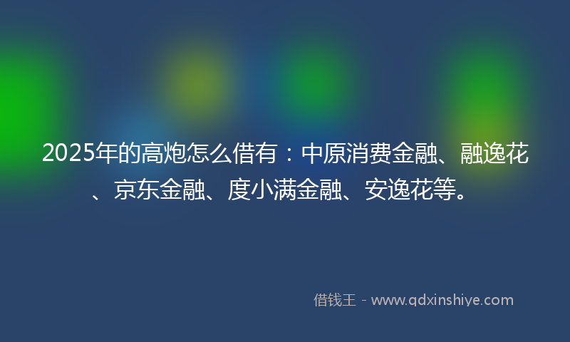 2025年的高炮怎么借有：中原消费金融、融逸花、京东金融、度小满金融、安逸花等。