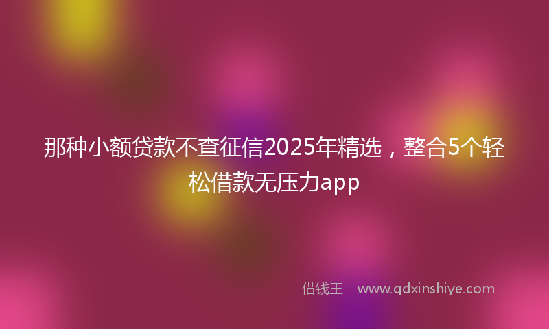 那种小额贷款不查征信2025年精选，整合5个轻松借款无压力app