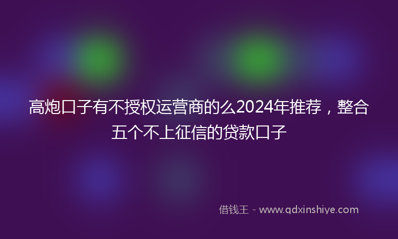 高炮口子有不授权运营商的么2024年推荐，整合五个不上征信的贷款口子