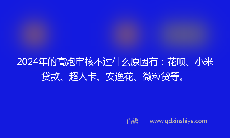2024年的高炮审核不过什么原因有：花呗、小米贷款、超人卡、安逸花、微粒贷等。